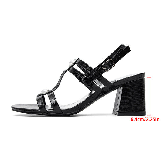 Damen Elegante Sandalen mit Herz-Applikationen und stabilem Blockabsatz Nord Taschen