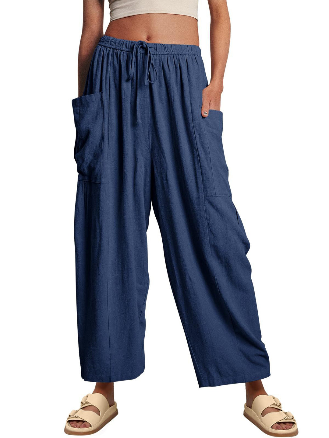 Damen Modische Leinenhose Nord Taschen