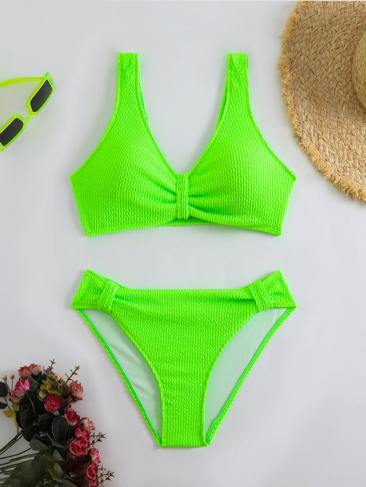 Damen Zweiteiliger Bikini mit verspieltem Wellenmuster