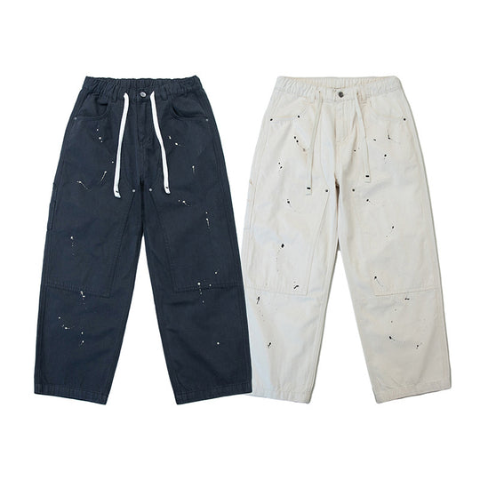 Unisex Weite Canvas-Hose mit elastischem Bund, Tunnelzug und Paint‑Splatter‑Details Nord Taschen