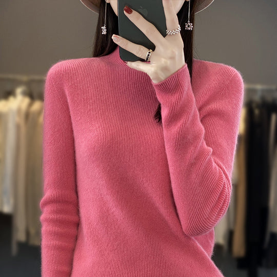 Damen Schlanker Feinstrick-Mockneckpullover aus feinem Angora‑Mix Nord Taschen