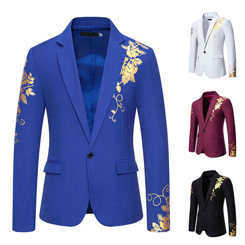 Herren eleganter Blazer mit floralem Goldmuster
