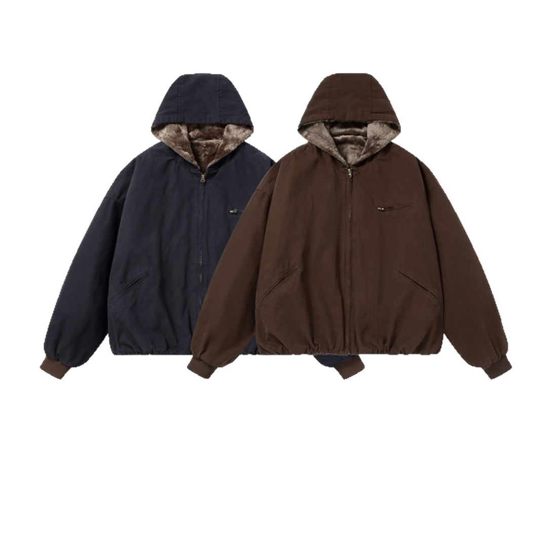 Herren Gefütterte Kapuzenjacke mit Kunstfell-Innenfutter und elastischem Saum Nord Taschen