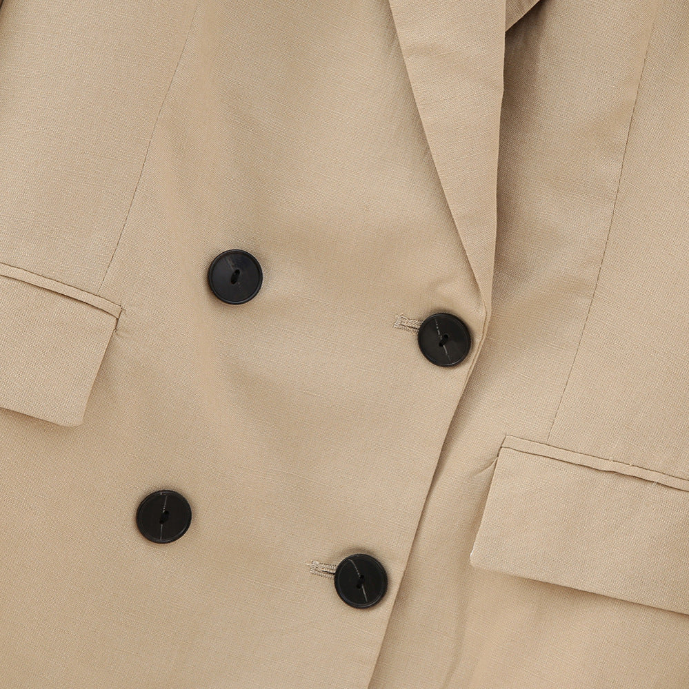 Damen Doppelreihiger Longblazer im minimalistischen Tailoring-Stil mit Peak-Revers Nord Taschen