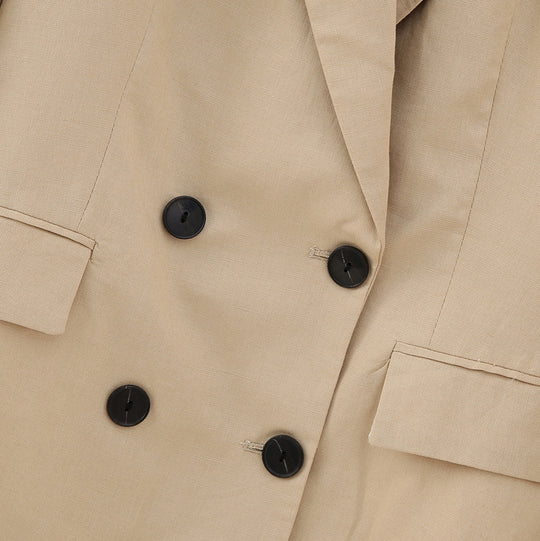 Damen Doppelreihiger Longblazer im minimalistischen Tailoring-Stil mit Peak-Revers Nord Taschen