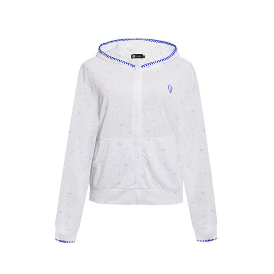 Damen Leichter Kapuzen-Zipcardigan mit Sternenallover und Ziernaht Nord Taschen
