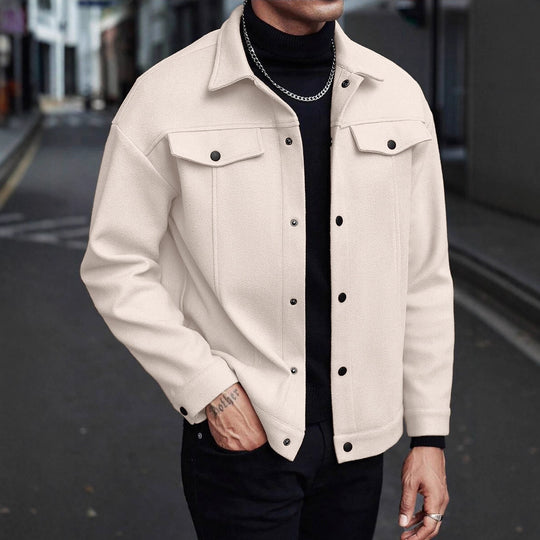 Herren Overshirt-Jacke im Trucker-Stil mit Wollmix-Optik und Druckknöpfen Nord Taschen