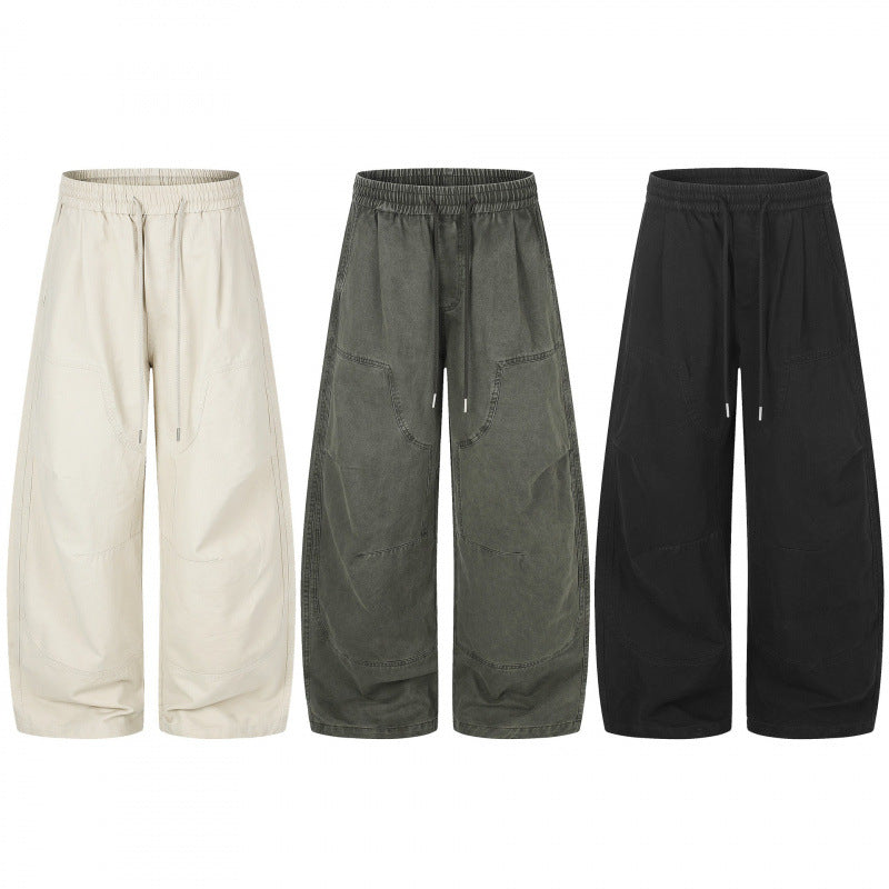 Damen Weite Cropped-Cargo-Hose mit Gummibund, Tunnelzug und aufgesetzten Taschen Nord Taschen
