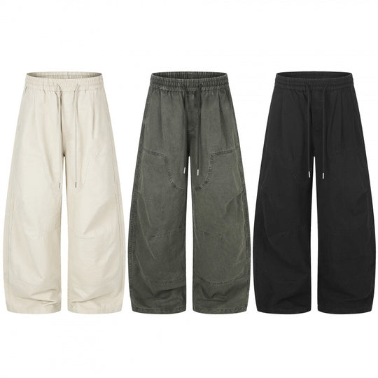Damen Weite Cropped-Cargo-Hose mit Gummibund, Tunnelzug und aufgesetzten Taschen Nord Taschen