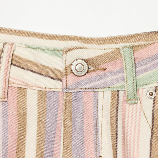 Damen Weite High-Waist-Jeans mit Längsstreifenmuster Nord Taschen