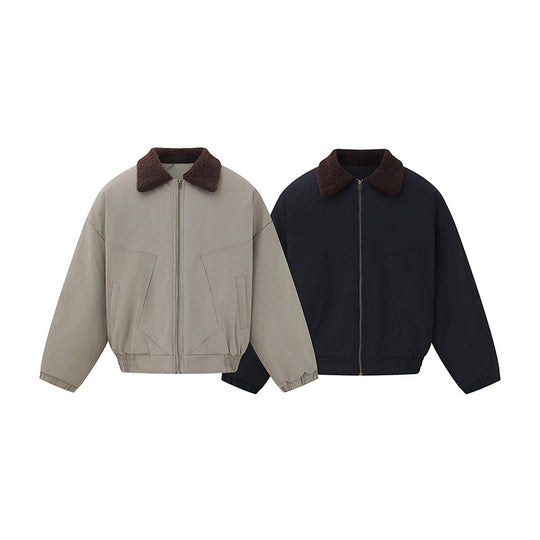 Unisex Boxy Blousonjacke mit Teddykragen und elastischem Saum Nord Taschen