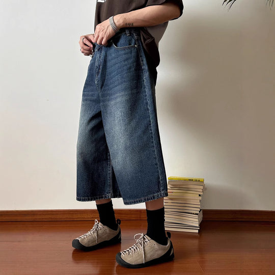 Damen Weitgeschnittene Jeans-Shorts Nord Taschen