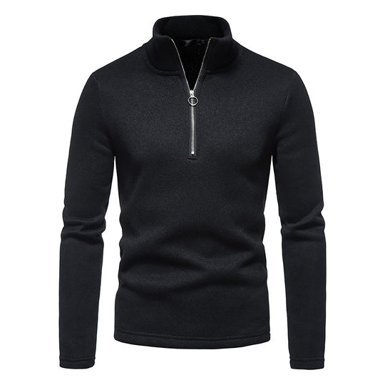 Herren Feinstrick-Halbzip-Pullover mit Stehkragen und melierter Struktur Nord Taschen