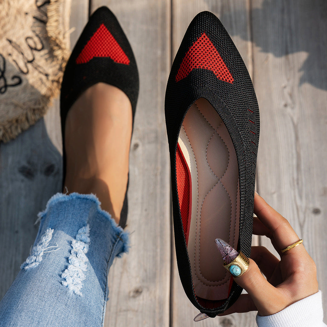 Damen Ballerinas mit kreativem Hahnentrittmuster und flexiblem Fußbett