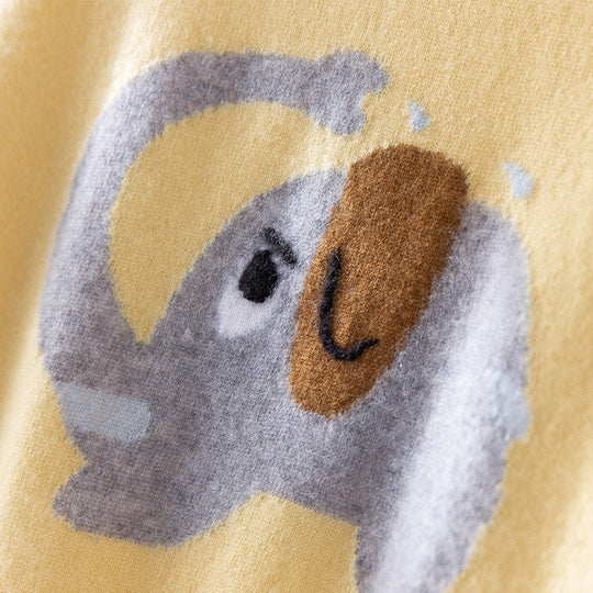 Damen Feinstrick-Pullover mit plüschiger Elefanten-Intarsia und Rippbündchen Nord Taschen