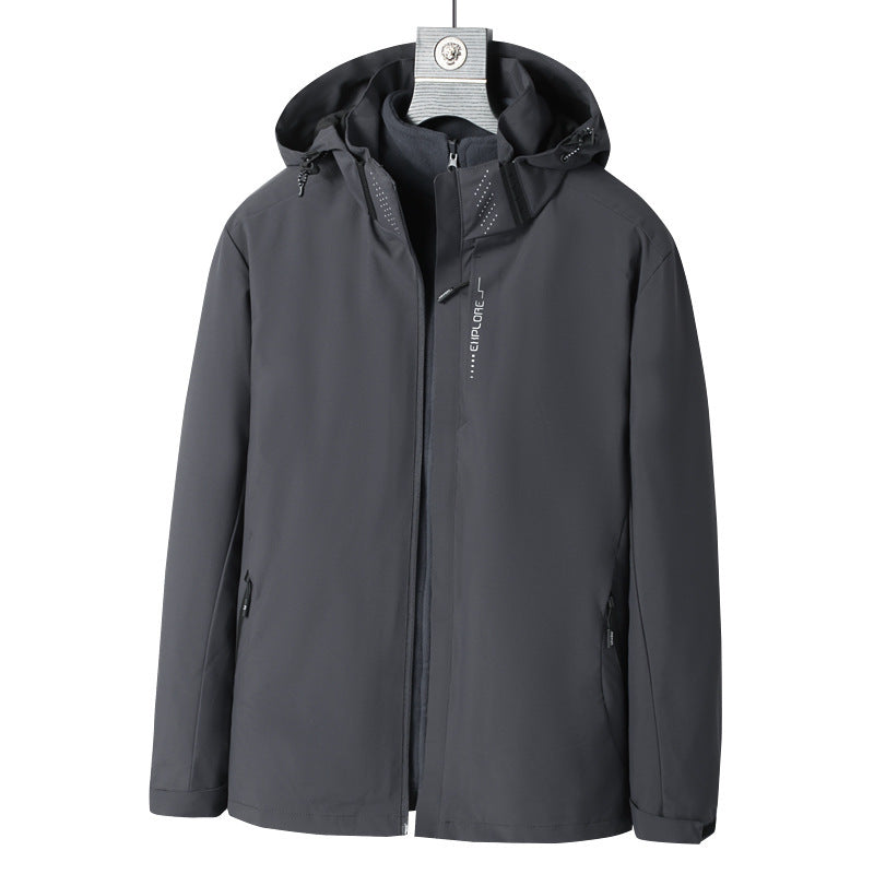 Herren Softshell Outdoorjacke mit wasserdichter Membran, abnehmbarer Kapuze und verdecktem Reißverschluss Nord Taschen
