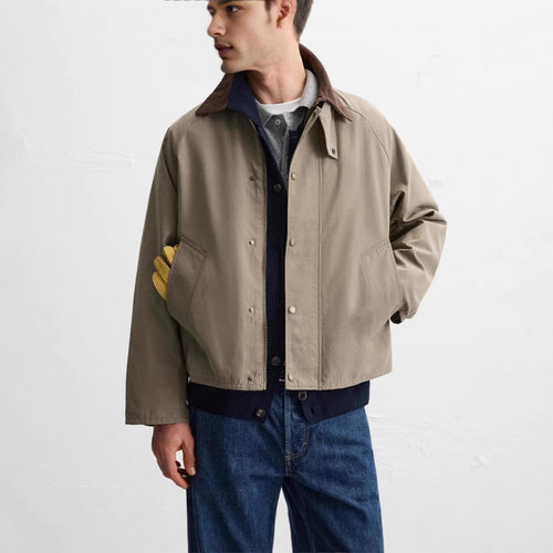 Herren Kurzblouson mit Cordkragen, Reißverschluss und Raglanärmeln Nord Taschen