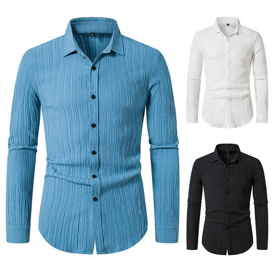Herren Texturiertes Slim-Fit-Hemd mit krauser Struktur und Kentkragen Nord Taschen