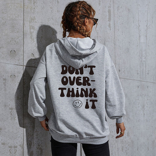 Damen Kapuzenpullover mit Statement-Backprint, Oversize‑Schnitt und gerippten Bündchen Nord Taschen