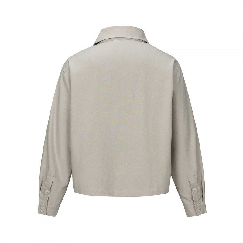Unisex Kurz geschnittene Boxy-Hemdjacke mit Brustpatte und klarer Knopfleiste Nord Taschen