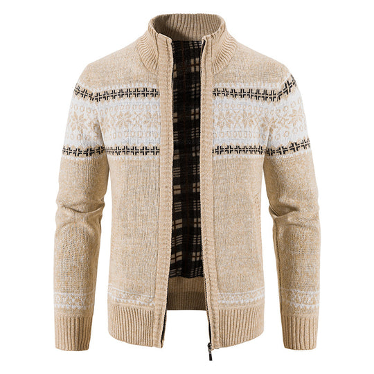 Herren Norweger-Strickzipjacke mit Stehkragen, wärmendem Fleecefutter und Reißverschluss Nord Taschen