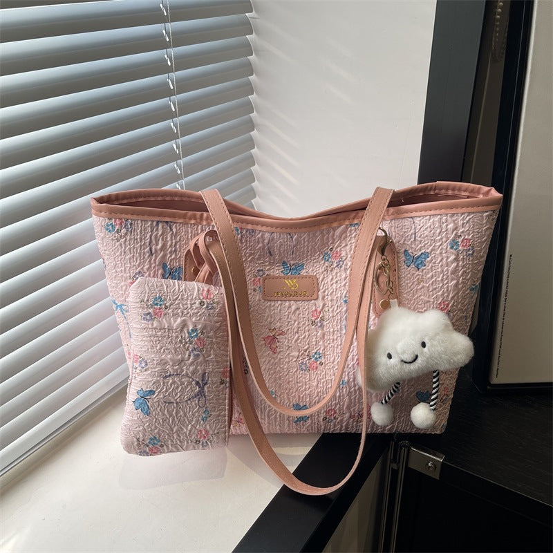 Damen modische Strandtasche mit floralem Stickmuster und separatem Kosmetiktäschchen Nord Taschen