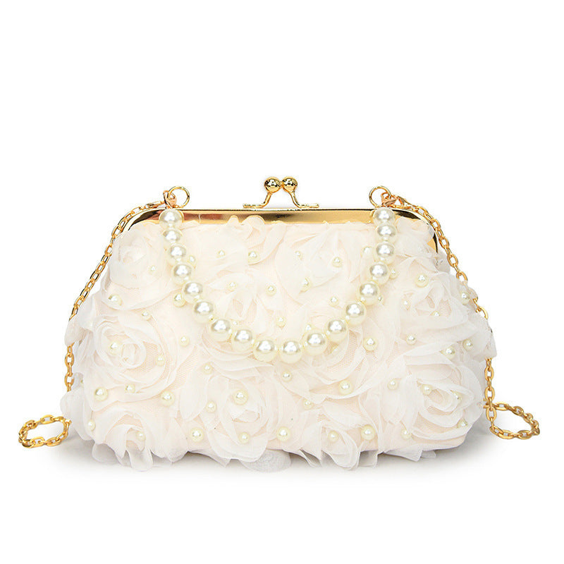 Damen Clutch-Tasche mit floralem Design und Perlenverzierung Nord Taschen