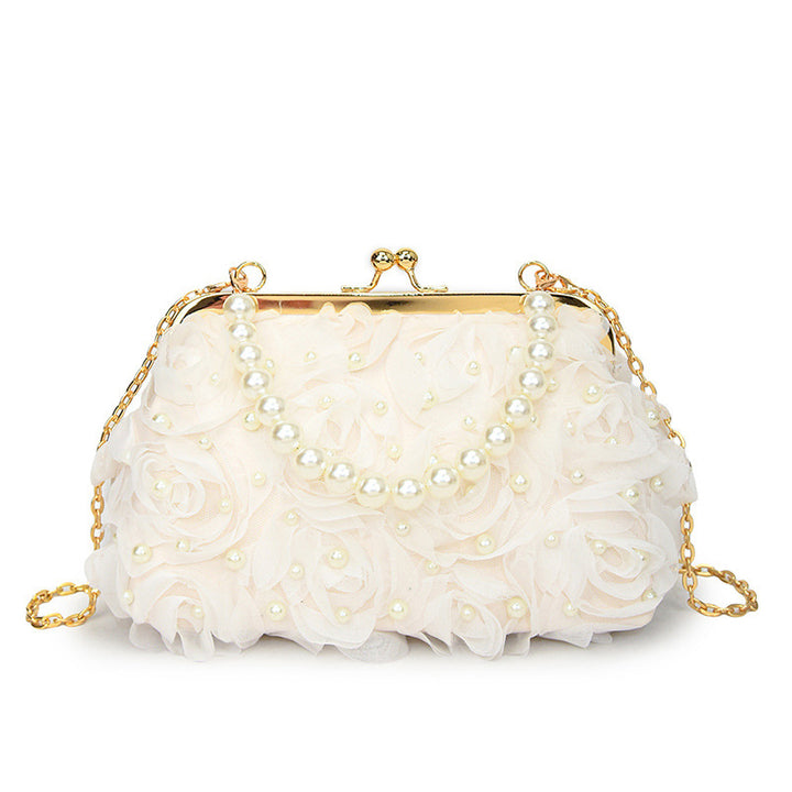 Damen Clutch-Tasche mit floralem Design und Perlenverzierung Nord Taschen