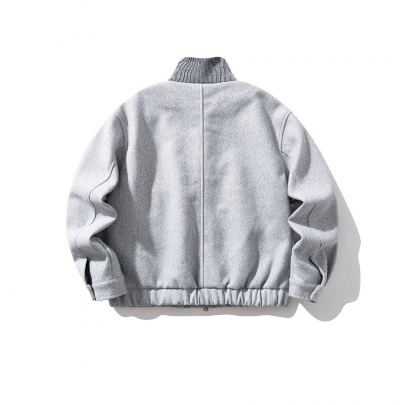 Unisex Boxy-Wollmix-Blouson mit Stehkragen und Elastiksaum Nord Taschen