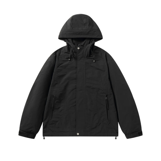 Unisex Kurz geschnittene wasserabweisende Kapuzenjacke im Boxy‑Cut mit Tunnelzug und verstellbaren Manschetten Nord Taschen