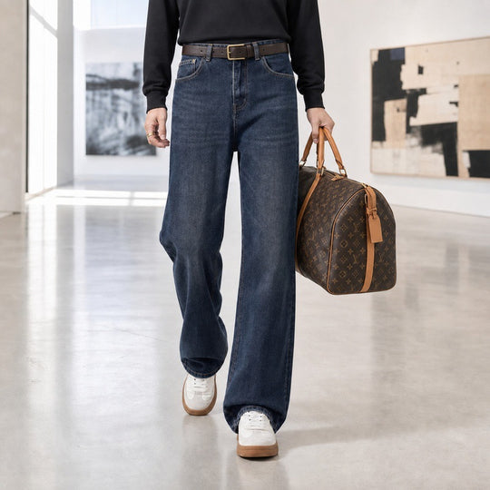Herren Weitgeschnittene Denimjeans mit mittlerer Leibhöhe und Used-Optik Nord Taschen