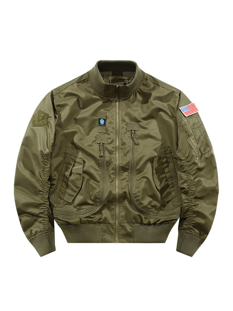 Herren Bomberjacke im Fliegerstil mit taktischen Mehrfachtaschen und Patch-Details Nord Taschen