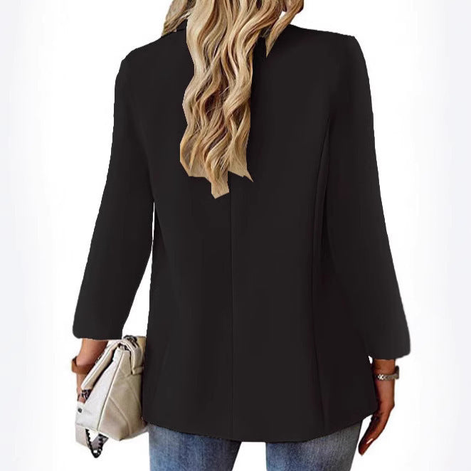 Damen Longline-Blazer im Oversize-Stil mit markantem Revers, Metallknopf und Pattentaschen Nord Taschen