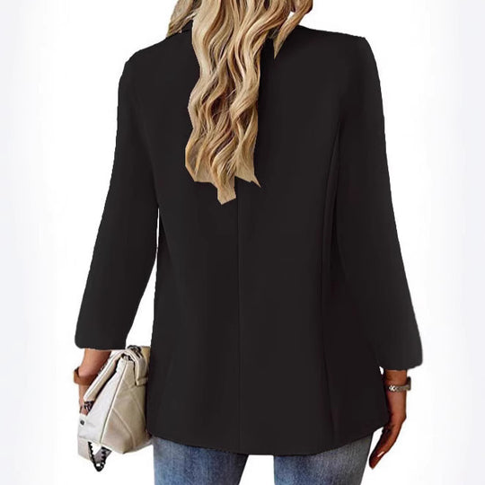 Damen Longline-Blazer im Oversize-Stil mit markantem Revers, Metallknopf und Pattentaschen Nord Taschen