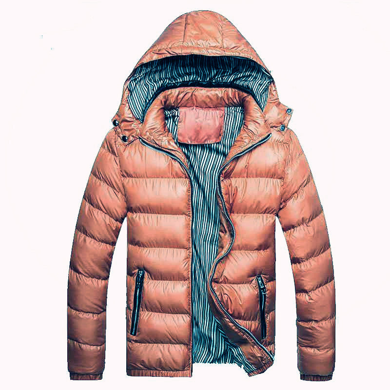 Herren Glänzende gesteppte Kapuzenjacke mit horizontaler Steppung und Kontrastreißverschlüssen Nord Taschen
