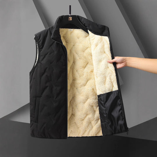 Herren Wendbare Thermo-Steppweste mit wärmendem Teddy-Innenfutter & hochschließendem Stehkragen Nord Taschen