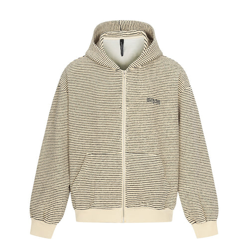 Unisex Gestreifte Kapuzen-Sweatjacke mit Reißverschluss und strukturierter Oberfläche Nord Taschen
