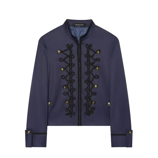 Damen Cropped-Militärjacke mit Stehkragen und dekorativer Kordelapplikation Nord Taschen