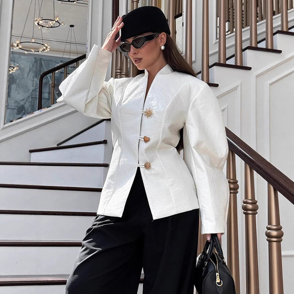 Damen Tailliertes Blazer‑Kostüm mit skulpturalen Ballonärmeln und Minirock Nord Taschen