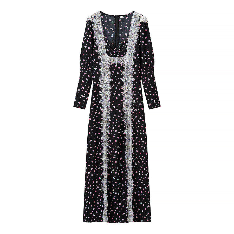Damen Maxikleid mit Spitzenbesatz und floralem Alloverprint Nord Taschen