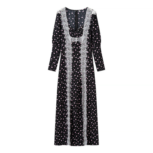 Damen Maxikleid mit Spitzenbesatz und floralem Alloverprint Nord Taschen