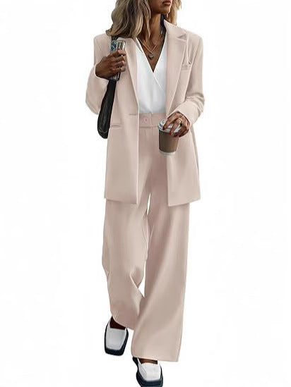 Damen elegantes Anzug-Set mit weitem Hosenbein und modernem Blazer