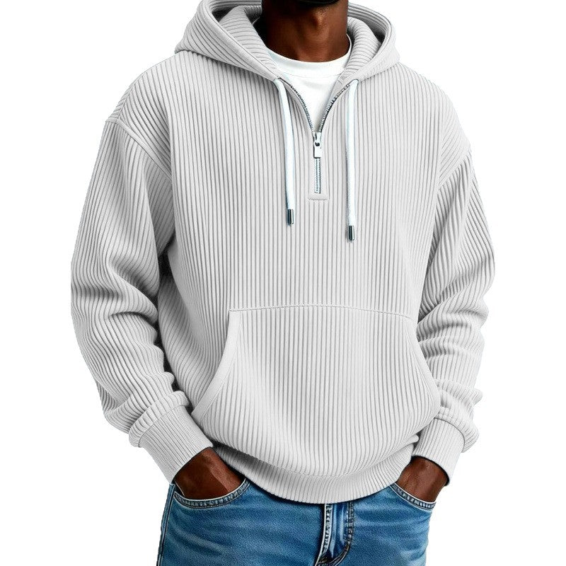 Herren Modischer Kapuzenpullover mit Reißverschluss und Rippstruktur Nord Taschen