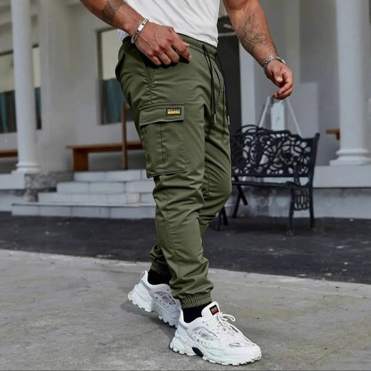 Herren Tapered Utility-Cargohose mit Tunnelzugbund, elastischen Bündchen und Mehrfachtaschen Nord Taschen