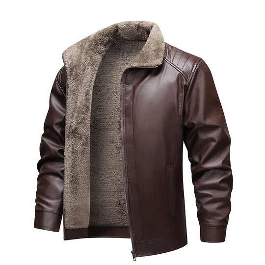 Herren Gefütterte Kunstleder-Blousonjacke mit Teddyfutter & Stehkragen Nord Taschen