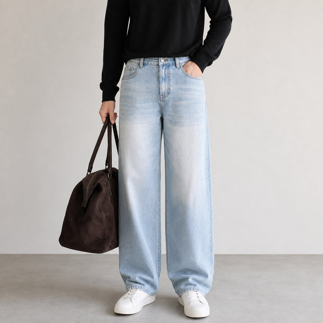Damen High-Waist Wide-Leg Jeans aus softem Denim mit weitem Bein Nord Taschen