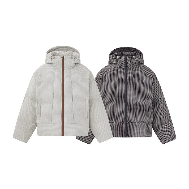 Unisex Kurz geschnittene wattierte Kapuzenjacke mit feiner Karosteppung Nord Taschen