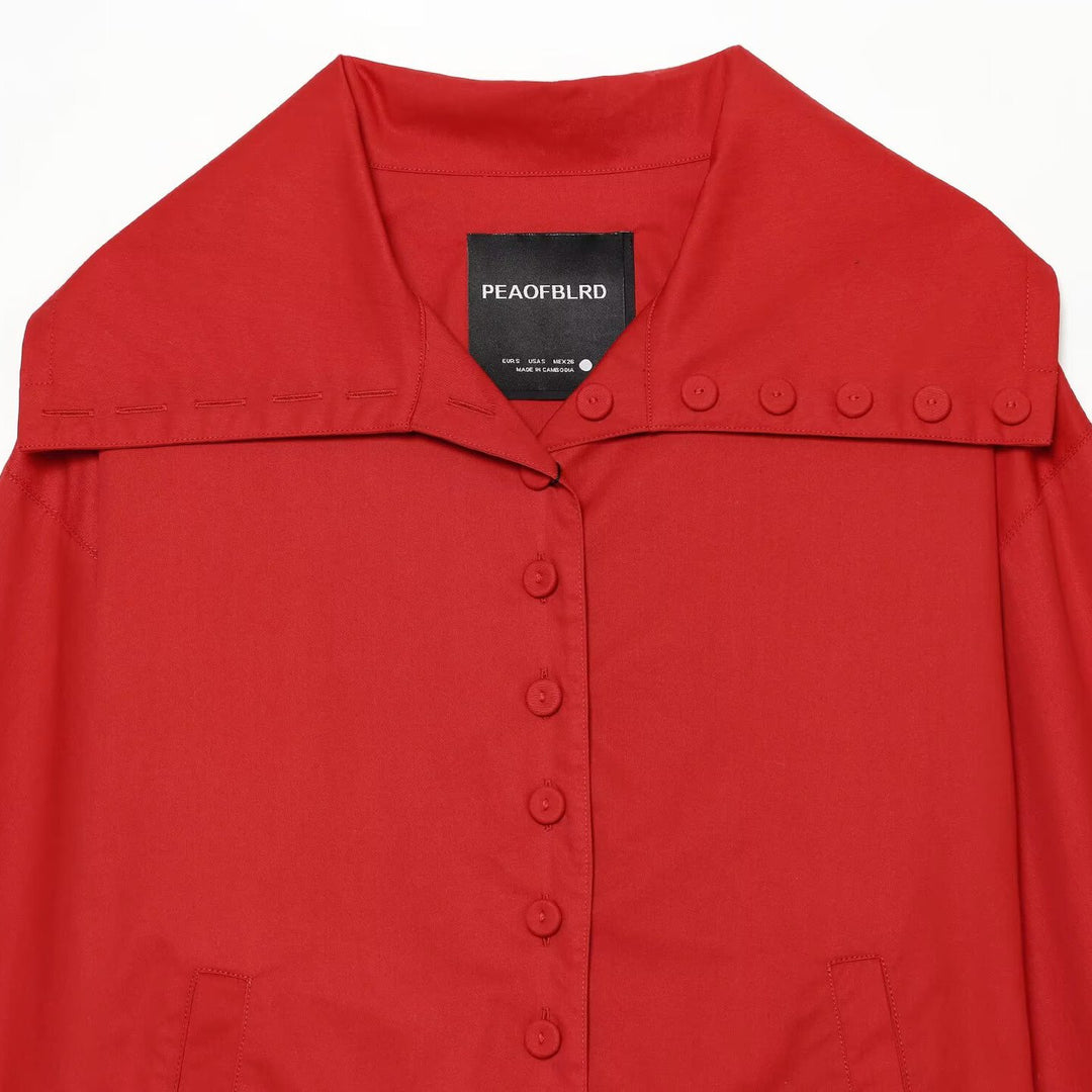 Damen Leichte Hemdjacke mit übergroßem Kragen, durchgehender Knopfleiste und aufgesetzten Taschen Nord Taschen