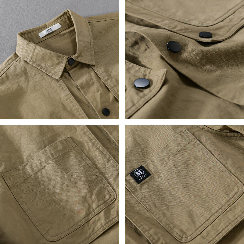 Herren Baumwoll-Overshirt mit Druckknopfleiste, Doppel-Brusttaschen und relaxed Fit Nord Taschen