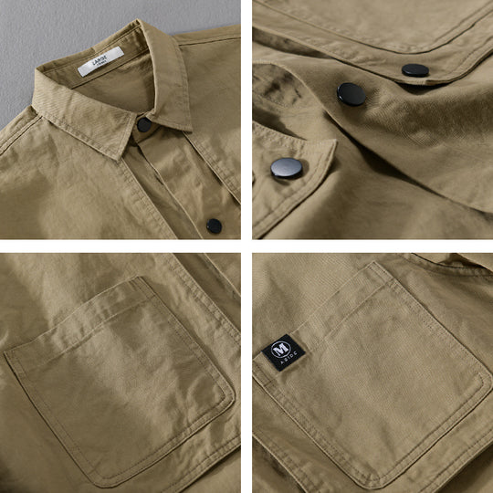 Herren Baumwoll-Overshirt mit Druckknopfleiste, Doppel-Brusttaschen und relaxed Fit Nord Taschen